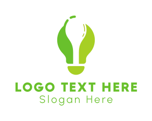 Eat - Green Spoon Bulb logo design