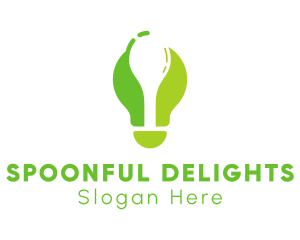 Spoon - Green Spoon Bulb logo design