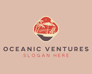 Beach Travel Vacation logo design