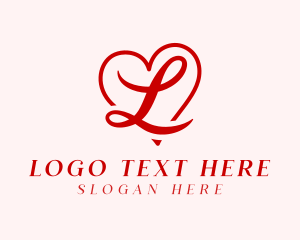 Cursive - Love Heart Letter L logo design