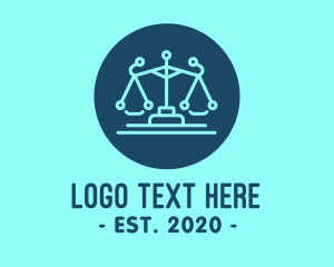 Legal Attorney Law Scales Technology logo design