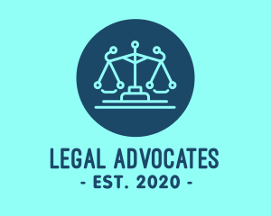 Legal Attorney Law Scales Technology logo design