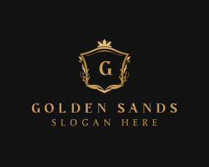 Golden Royalty Shield logo design