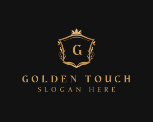 Golden Royalty Shield logo design