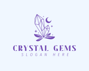 Crystal Moon Leaves logo design