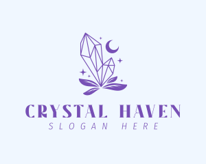 Crystal Moon Leaves logo design