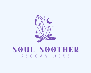 Healer - Crystal Moon Leaves logo design