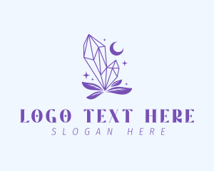Healer - Crystal Moon Leaves logo design