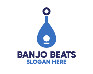 Banjo - Blue Lute Instrument logo design