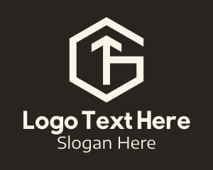 White - White Hexagon Letter G & T logo design