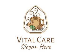 Coffee Latte - Natural Coffee Bean Cup logo design