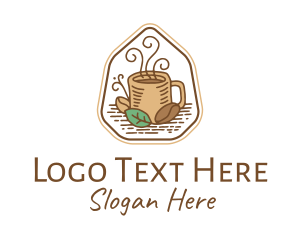 Pour Over - Natural Coffee Bean Cup logo design