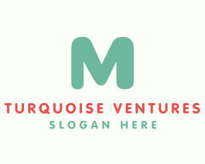 Turquoise - Cute Turquoise Letter M logo design