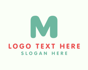 School - Cute Turquoise Letter M logo design