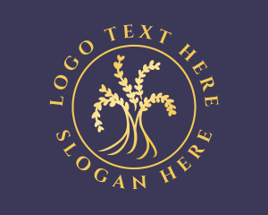 Massage - Gold Natural Wellness Tree logo design