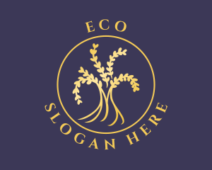 Gold Natural Wellness Tree Logo