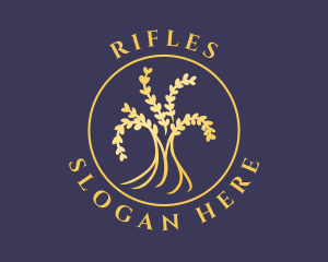 Gold Natural Wellness Tree Logo