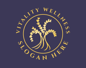 Gold Natural Wellness Tree logo design