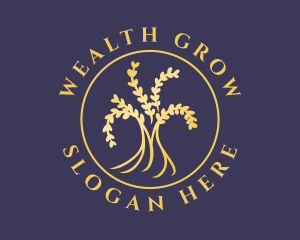 Gold Natural Wellness Tree logo design