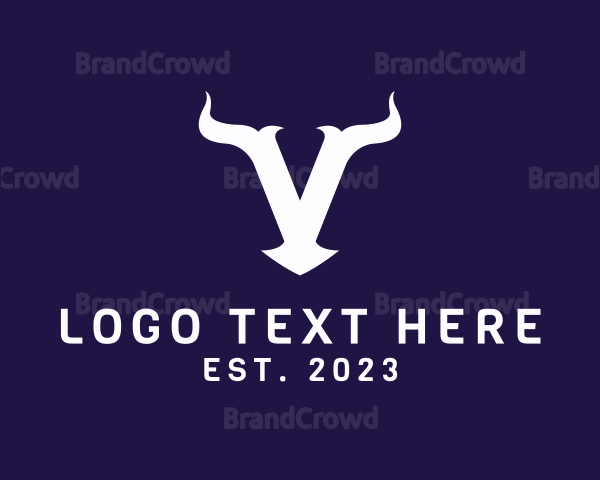 Viking Horns Letter V Logo