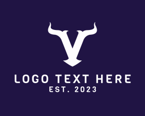 Rancher - Viking Horns Letter V logo design