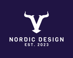 Scandinavia - Viking Horns Letter V logo design