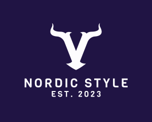 Scandinavian - Viking Horns Letter V logo design