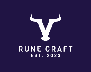 Rune - Viking Horns Letter V logo design
