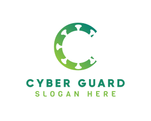 Malware - Green Virus Germ Letter C logo design