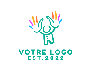 Care - Colorful Child Hands logo design