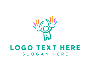 Team - Colorful Child Hands logo design