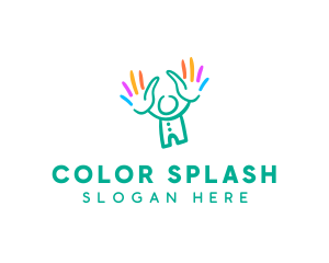 Colorful Child Hands  logo design