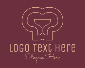 Lounge - Wine Heart Chef Monoline logo design