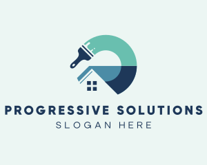 Improvement - Home Residence Paint Brush logo design