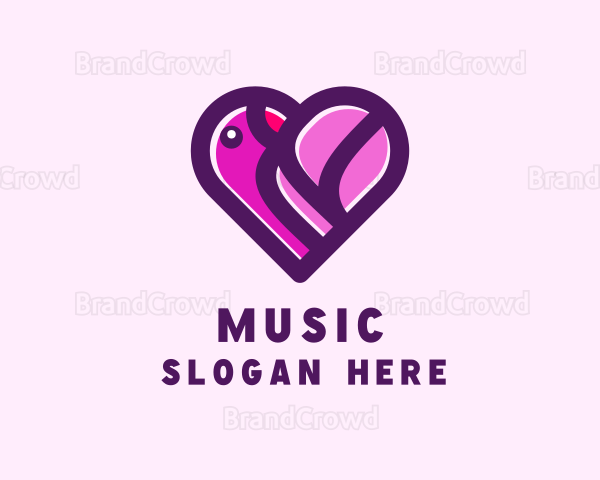 Romantic Heart Bird Logo