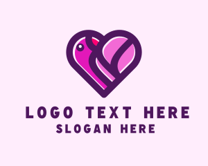 Pigeon - Romantic Heart Bird logo design