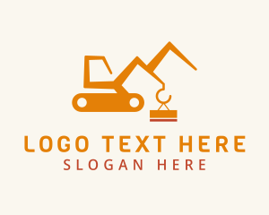 Worker - Orange Construction Crane logo design