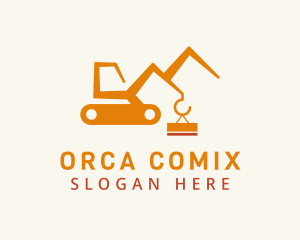 Orange Construction Crane Logo
