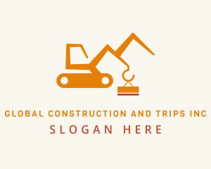 Orange Construction Crane logo design