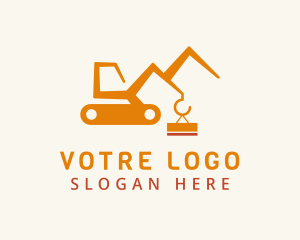 Orange Construction Crane logo design