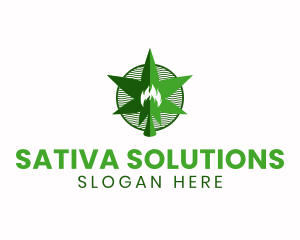 Sativa - Organic Weed Flame logo design