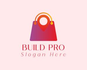 Application - Shopping Bag Map Pin logo design