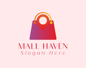 Shopping Bag Map Pin logo design