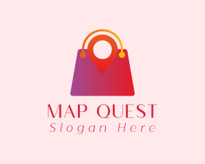 Shopping Bag Map Pin logo design