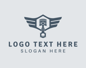Auto Shop - Mechanic Piston Wings logo design