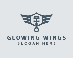  Mechanic Piston Wings logo design