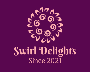 Pink Swirl Flower  logo design