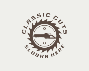 Chainsaw Blade Wood Cutter logo design