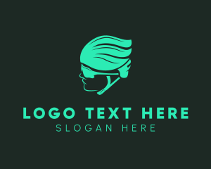 Cycling - Cyclist Helmet Shades logo design