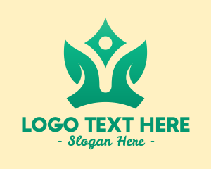 Environment - Yoga Leaf Crown logo design